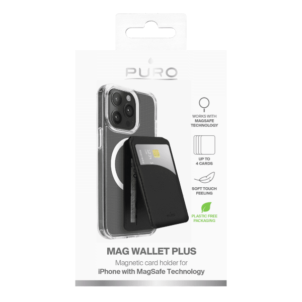 Puro MagSafe Kortholder Mag Wallet Plus Sort