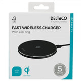 Deltaco Trådløs Oplader 15W LED Qi Sort