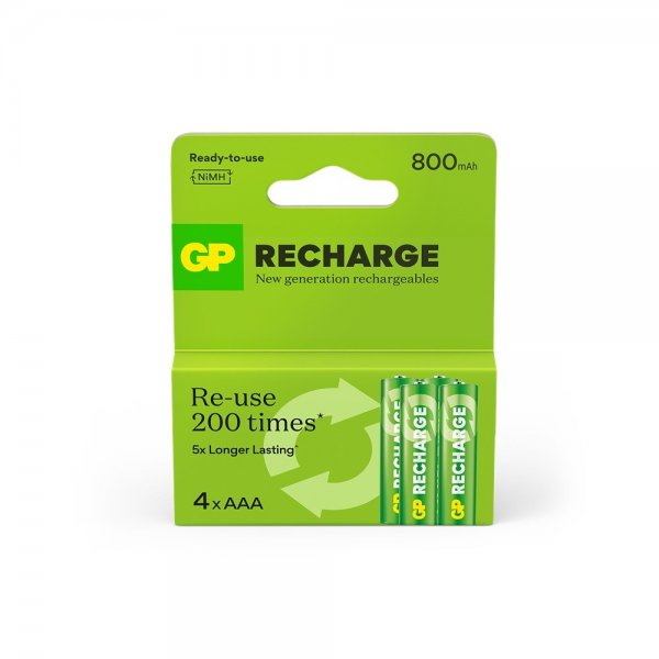 GP ReCyko AAA-batteri 800mAh 4-pak
