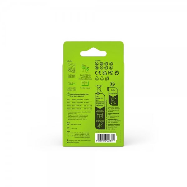 GP ReCyko Batterioplader med AA- og AAA-batterier