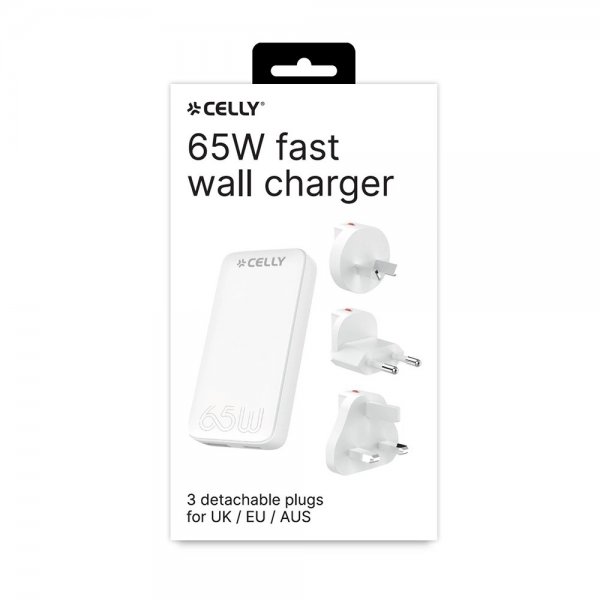 Celly Rejselader Travel GaN 65W USA/UK/EU/AUS Hvid