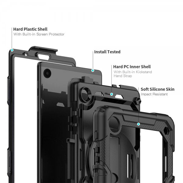 Armor-X Samsung Galaxy Tab A9 Cover Vandtæt Robust Etui Håndstrop Kickstand