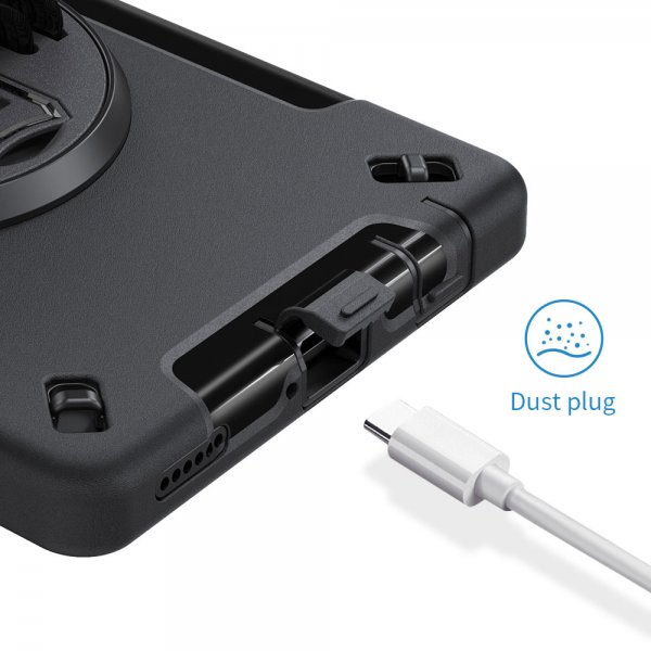 Armor-X Samsung Galaxy Tab A9 Cover Rainproof Robust Cover Håndstrop Støttefod Sort
