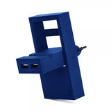 Usbepower ROCK dobbelt USB-oplader - 2-i-1 Lommeoplader Blå