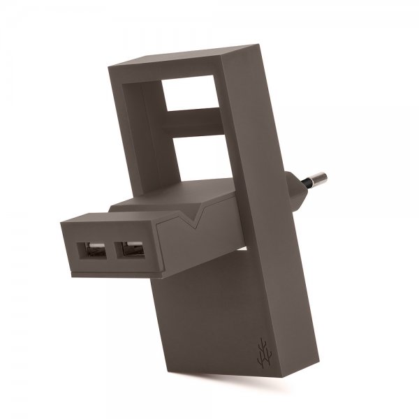 Usbepower ROCK dobbelt USB-oplader - 2-i-1 Lommeoplader Brun