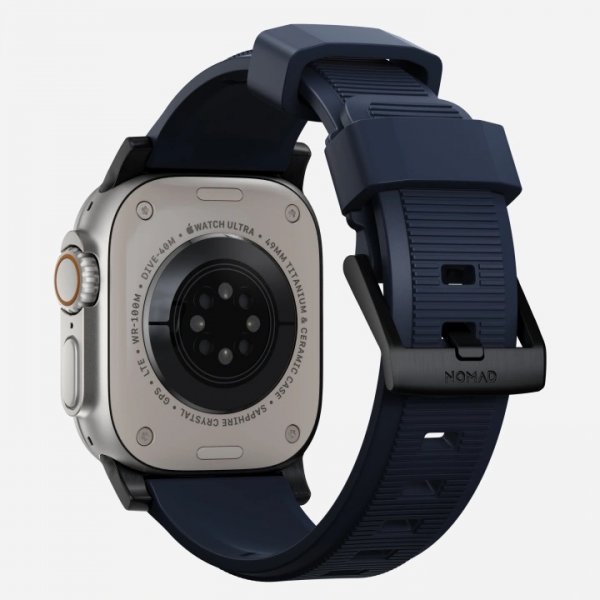 Nomad Apple Watch 44/45/46mm/Apple Watch Ultra rem Rugged Band Black Hardware Atlantic Blue