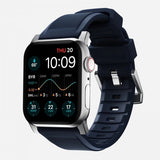 Nomad Apple Watch 44/45/46mm/Apple Watch Ultra Rem Rugged Band Sølv Hardware Atlantic Blå