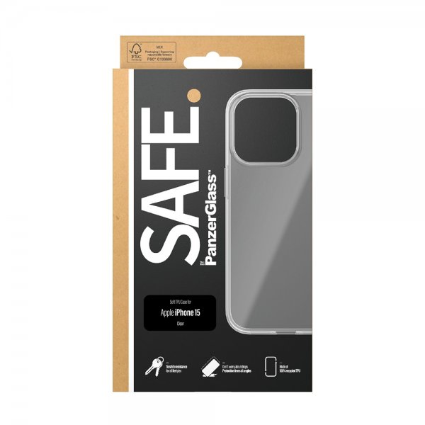 SAFE by PanzerGlass iPhone 15 Cover Soft TPU Case Transparent