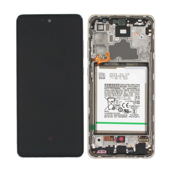 Samsung A72 4G Skærm med LCD Display + Batteri Original - Hvid