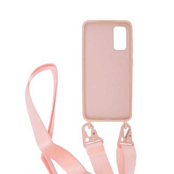 Samsung Galaxy S20 Cover Silikone med Halsrem Rosa
