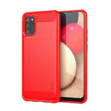 Mofi Samsung Galaxy A02s Cover Børstet Kulfibertekstur Rød
