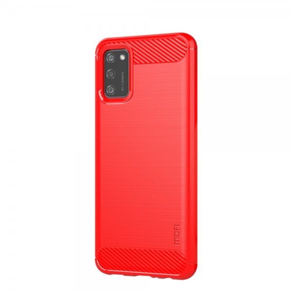 Mofi Samsung Galaxy A02s Cover Børstet Kulfibertekstur Rød