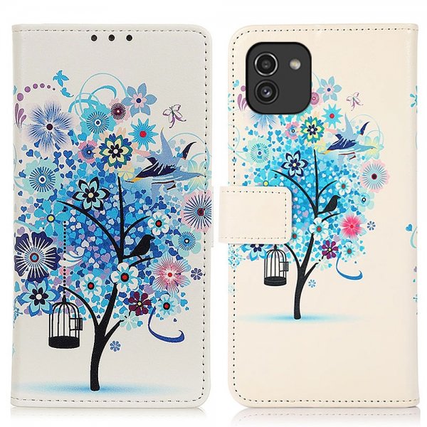 Samsung Galaxy A03 Cover Motiv Blåt Træ