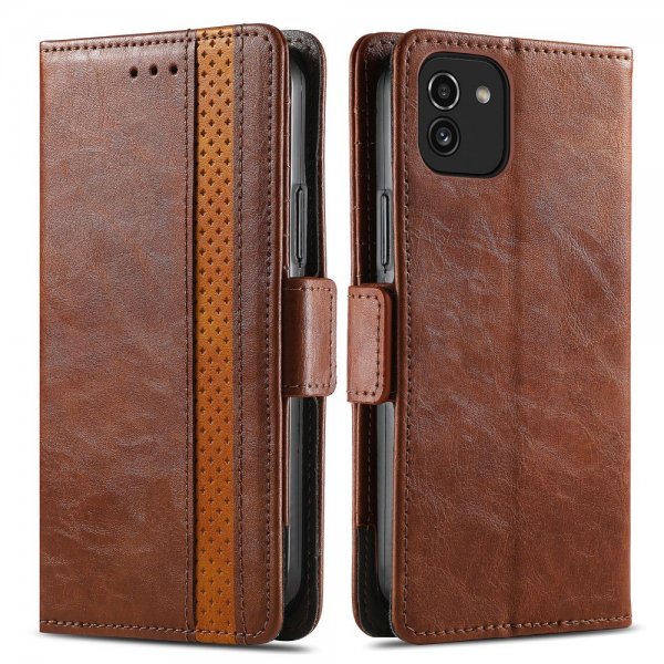 Samsung Galaxy A03 Cover Stripe Mørkebrun