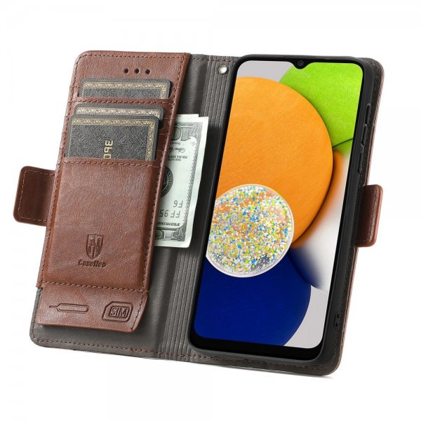 Samsung Galaxy A03 Cover Stripe Mørkebrun
