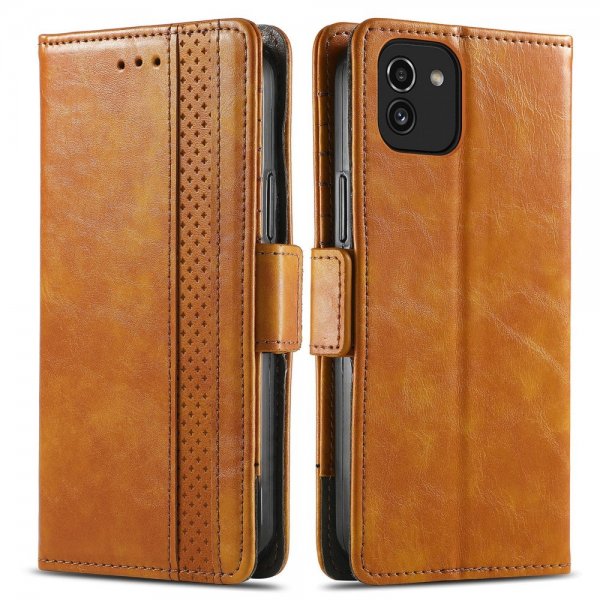 Samsung Galaxy A03 Cover Stripe Lysebrun