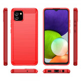 Samsung Galaxy A03 Cover Børstet Kulfibertekstur Rød