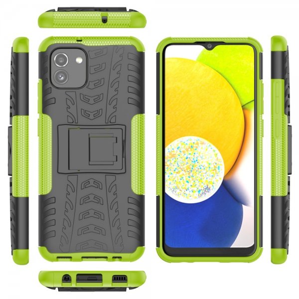 Samsung Galaxy A03 Cover Dækmønster Stativfunktion Grøn
