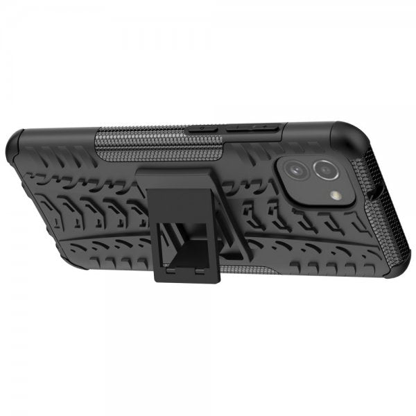 Samsung Galaxy A03 Cover Dækmønster Stativfunktion Sort