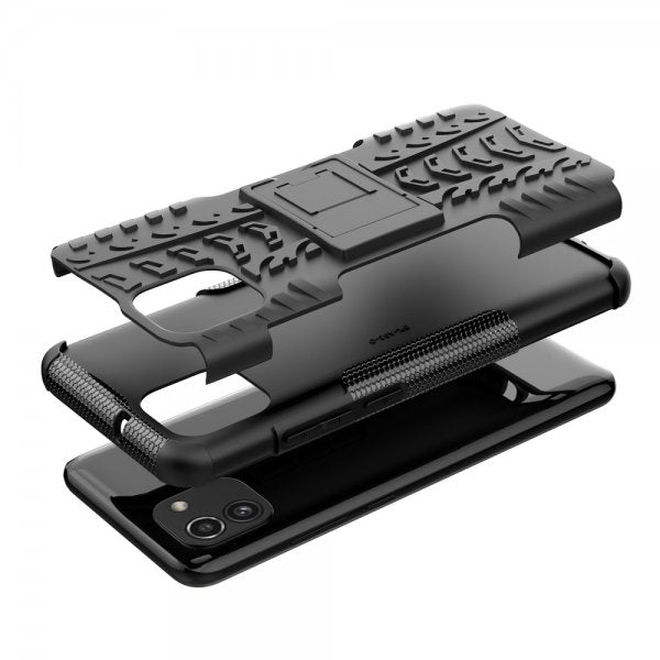 Samsung Galaxy A03 Cover Dækmønster Stativfunktion Sort