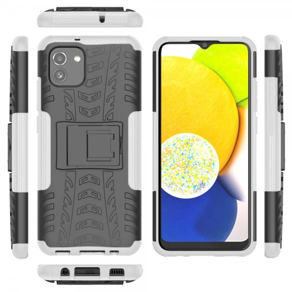 Samsung Galaxy A03 Cover Dækmønster Stativfunktion Hvid