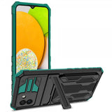 Samsung Galaxy A03 Cover Kamerabeskyttelse Kortlomme Stativfunktion Grøn