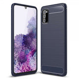 Samsung Galaxy A03s Cover Børstet Kulfibertekstur Blå