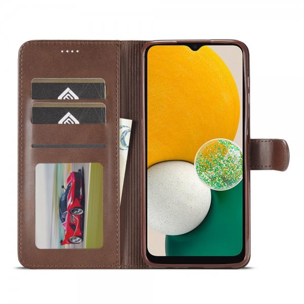 Lc.Imeeke Samsung Galaxy A04s/Galaxy A13 5G Etui med Kortlomme Standerfunktion Mørkebrun