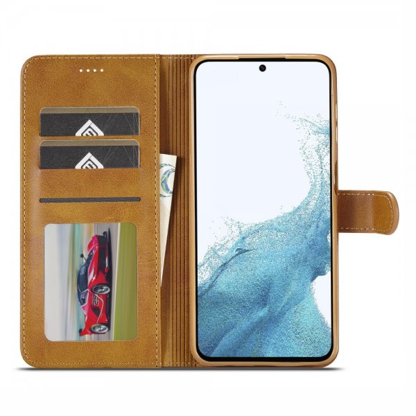 Lc.Imeeke Samsung Galaxy A05s Cover med Kortlomme Stativfunktion Lysebrun