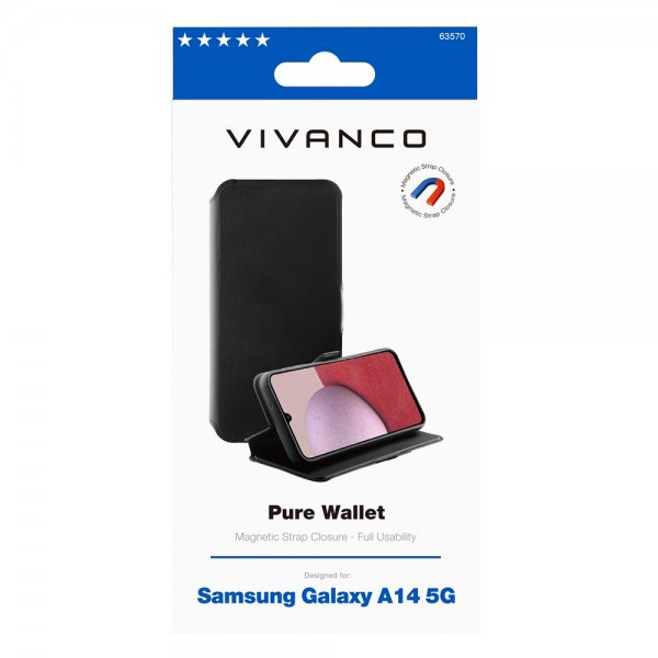 Vivanco Samsung Galaxy A14 Cover Pure Wallet Sort