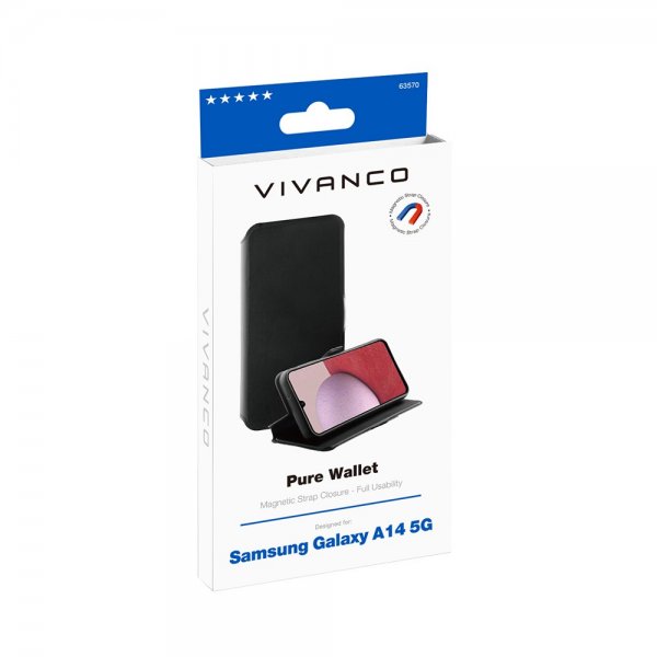 Vivanco Samsung Galaxy A14 Cover Pure Wallet Sort