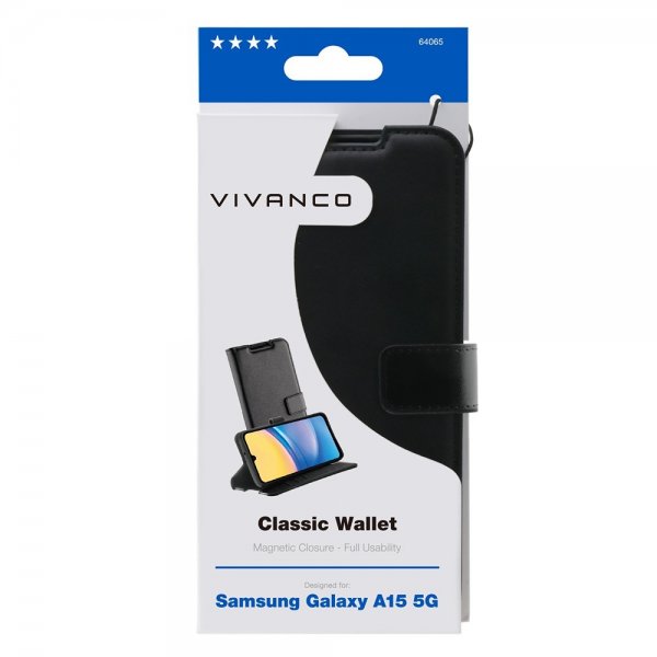 Vivanco Samsung Galaxy A15 Cover Classic Wallet Sort