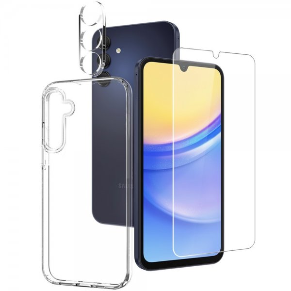 Northjo Samsung Galaxy A15 Cover med Skærmbeskyttelse og Kamerabeskyttelse 3-i-1