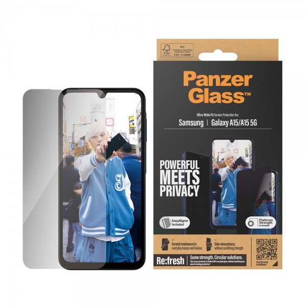 PanzerGlass Samsung Galaxy A15 Skærmbeskyttelse Ultra-Wide Fit Privacy EasyAligner