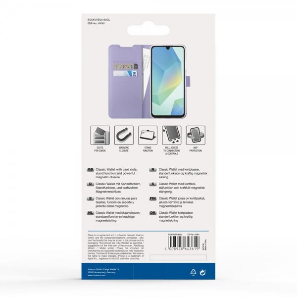 Vivanco Samsung Galaxy A16 Etui Classic Wallet Lavendel