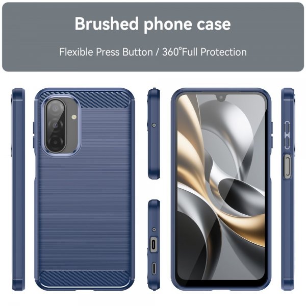 Samsung Galaxy A17 Cover Børstet Kulfibertekstur Blå