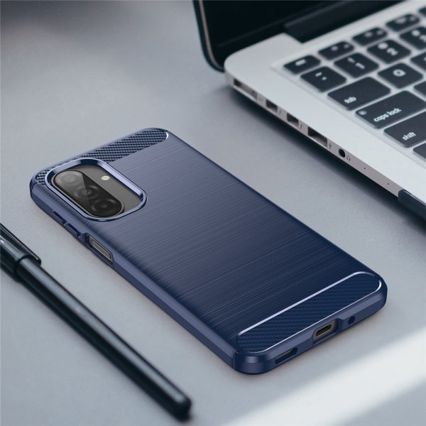 Samsung Galaxy A17 Cover Børstet Kulfibertekstur Blå