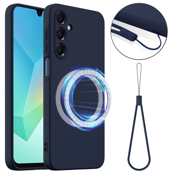 Samsung Galaxy A17 Cover med Strap Silikone MagSafe Mørkeblå