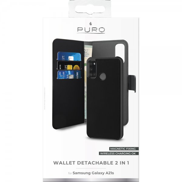 Puro Samsung Galaxy A21s Etui Wallet Detachable 2-i-1 Sort