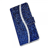 Samsung Galaxy A22 4G Cover Glitter Stribe Blå