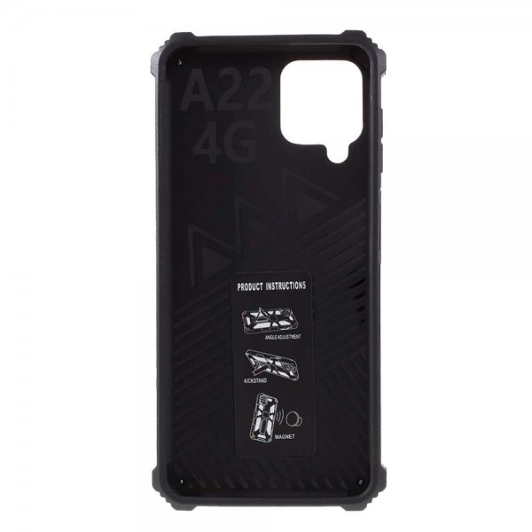 Samsung Galaxy A22 4G Cover med metalplade, stativfunktion, blå