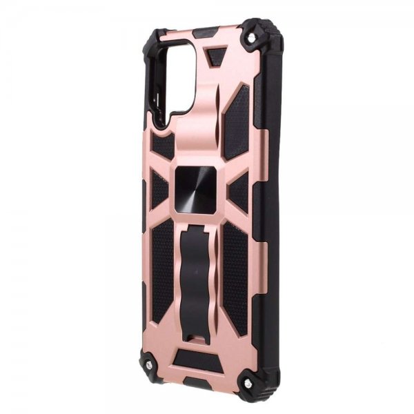 Samsung Galaxy A22 4G Cover med Metalplade Stativfunktion Rosa Guld