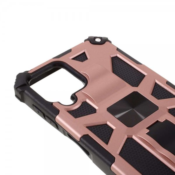 Samsung Galaxy A22 4G Cover med Metalplade Stativfunktion Rosa Guld