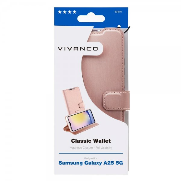 Vivanco Samsung Galaxy A25 Cover Classic Wallet Rosaguld