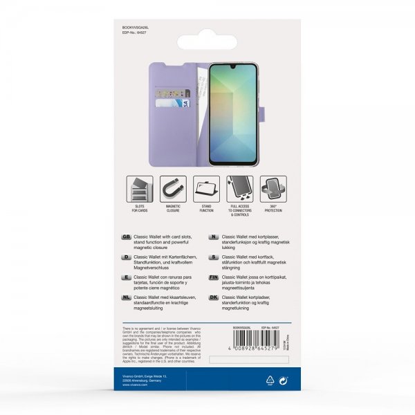 Vivanco Samsung Galaxy A26 Etui Classic Wallet Lavendel