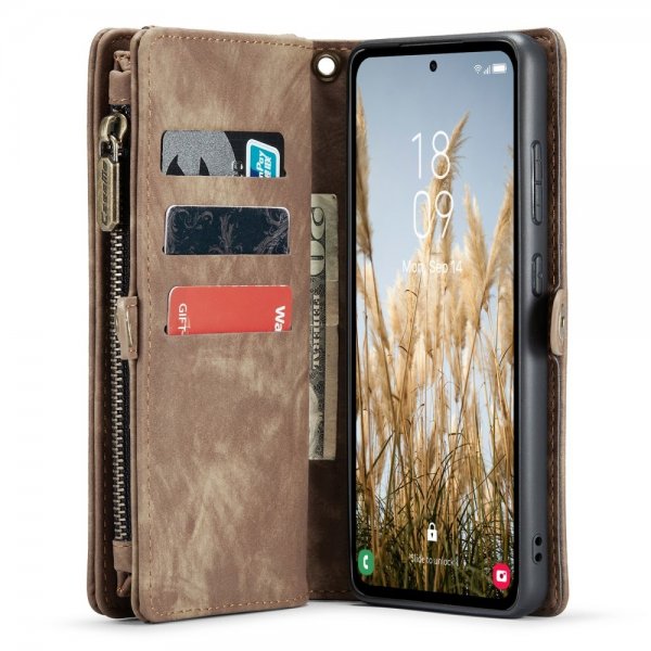 CaseMe Samsung Galaxy A35 Etui 008 Series Aftageligt Cover Brun