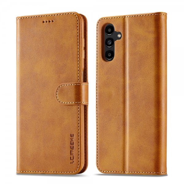Lc.Imeeke Samsung Galaxy A35 Cover med Kreditkortholder Kickstand Lysbrun