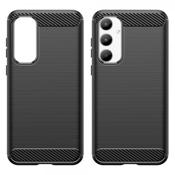 Samsung Galaxy A35 Cover Børstet Kulfibertekstur Sort