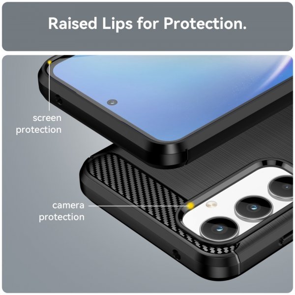 Samsung Galaxy A35 Cover Børstet Kulfibertekstur Sort