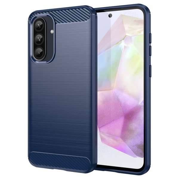 Samsung Galaxy A36/Galaxy A56 Cover Børstet Kulfibertekstur Blå